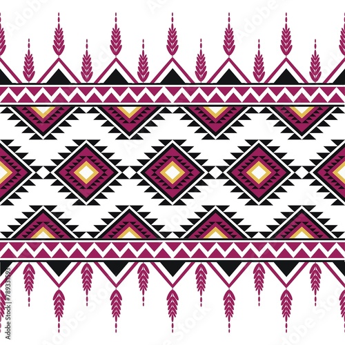 Geometric African tribal ethnic seamless pattern traditional Design for background, carpet, wallpaper, wrapping, Batik, fabric, rug, texture, decoration, embroidery style