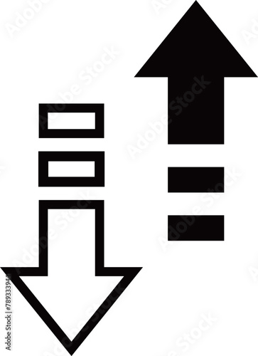 線画による矢印アイコン　上がる　下がる