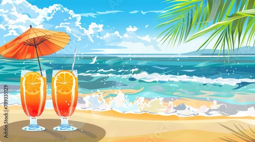 Beach cocktail clipart garnished with a paper umbrella