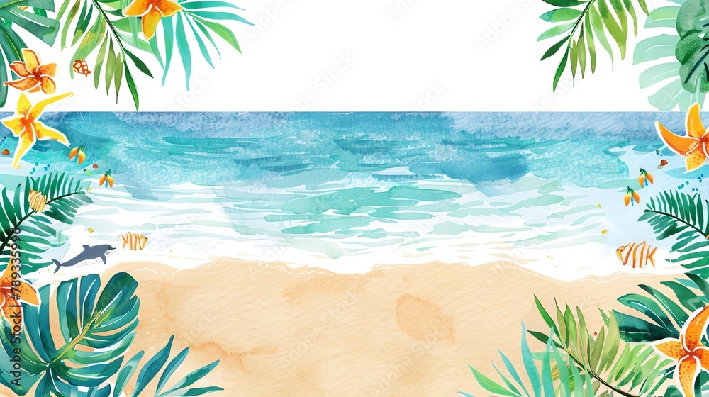 Beach party invitation clipart with tropical motifs