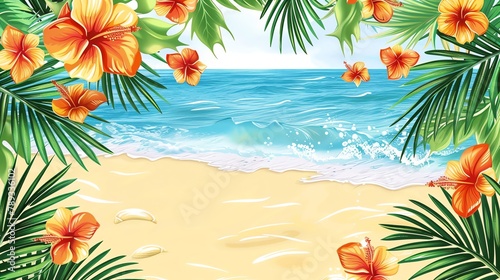 Beach party invitation clipart with tropical motifs