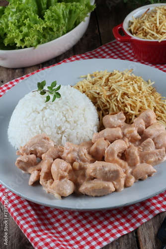 delicious  chicken and potato stroganoff meal © cintiaynoue