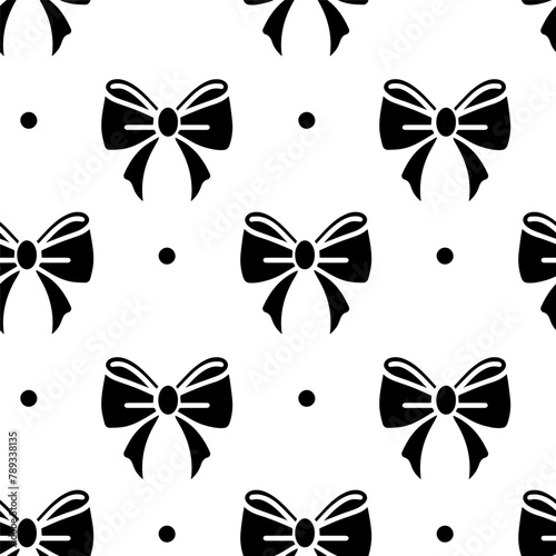 Background black bows on white background, seamless pattern for wrapping paper design, greeting cards, wallpapers, etc. Vector illustration,icons © Ekaterina