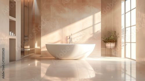 Immerse yourself in luxury with this contemporary bathroom interior design rendered in 3D on a transparent background, showcasing elegance and sophistication.