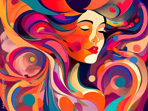 Abstract image of a lady filled with love and affection  abstract style  abstract Animated style  wide perspective  artistic