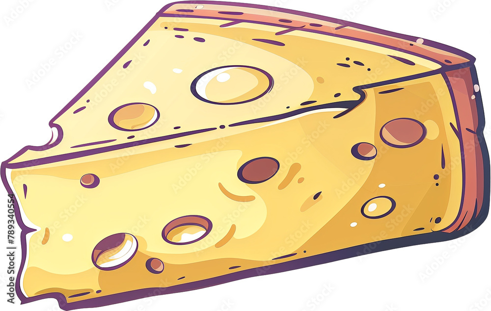 Golden Delight: Illustration of a Cheese Slice Golden Delight: Illustration of a Cheese Slice