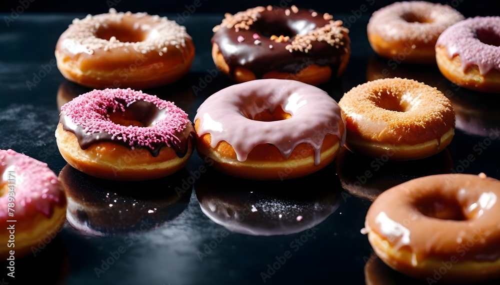 Fresh donuts on black Fresh donuts on black