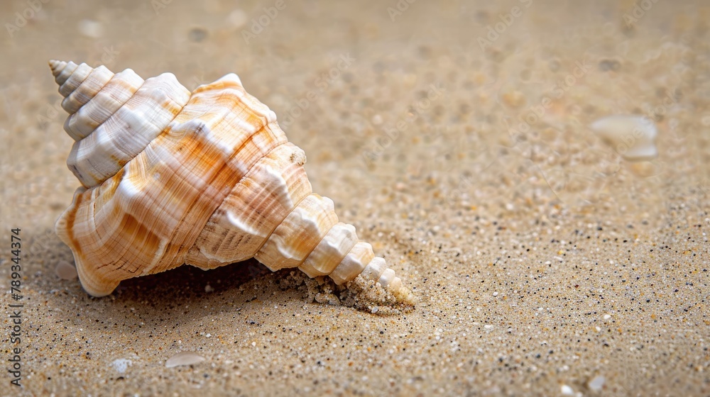 Sea shell on the sand. Selective focus. Sea shell on the sand. Selective focus.