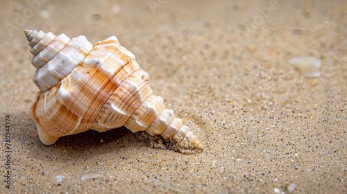 Sea shell on the sand. Selective focus.