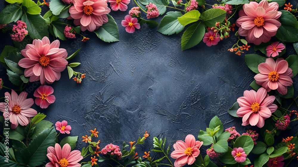 flowers on a navy background