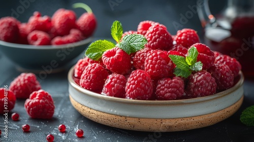 raspberries in a plate