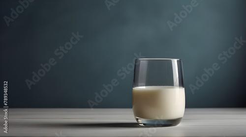 Glass Of Milk On A Table, Modern Colours,Isolated Background, For Insert Of Text Or Logo.generative.ai