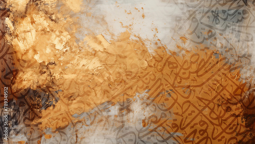 Arabic calligraphy wallpaper on a Gold wall with a black interlocking background subtitles 