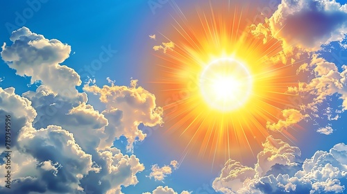 Sun clipart shining brightly in the sky