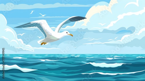 Seagull clipart soaring over the ocean.