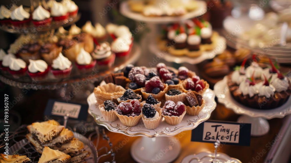 Assorted Desserts Displayed in Bakery