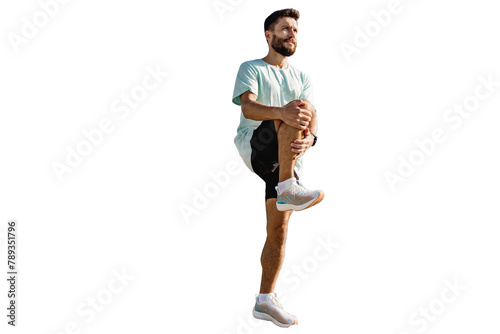 Male fit Stretching Exercise Warm-up Runner, Cut out