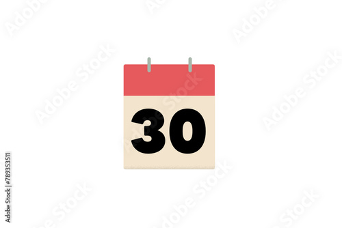 Tableau sur toile 30 day thirty thirtieth calendar red days of the month sheets of paper