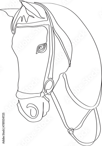 Horse head. Continuous single line drawing. Horse for logo, card, banner, poster, flyer