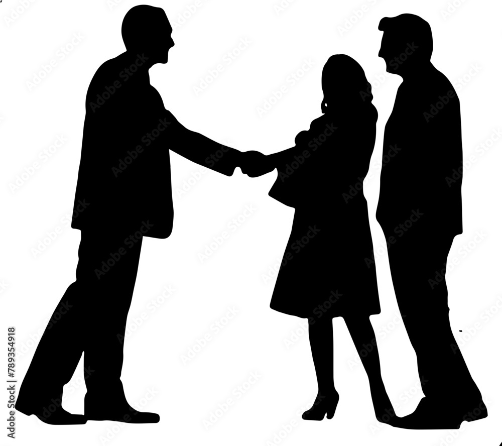 silhouette of business people shaking hands