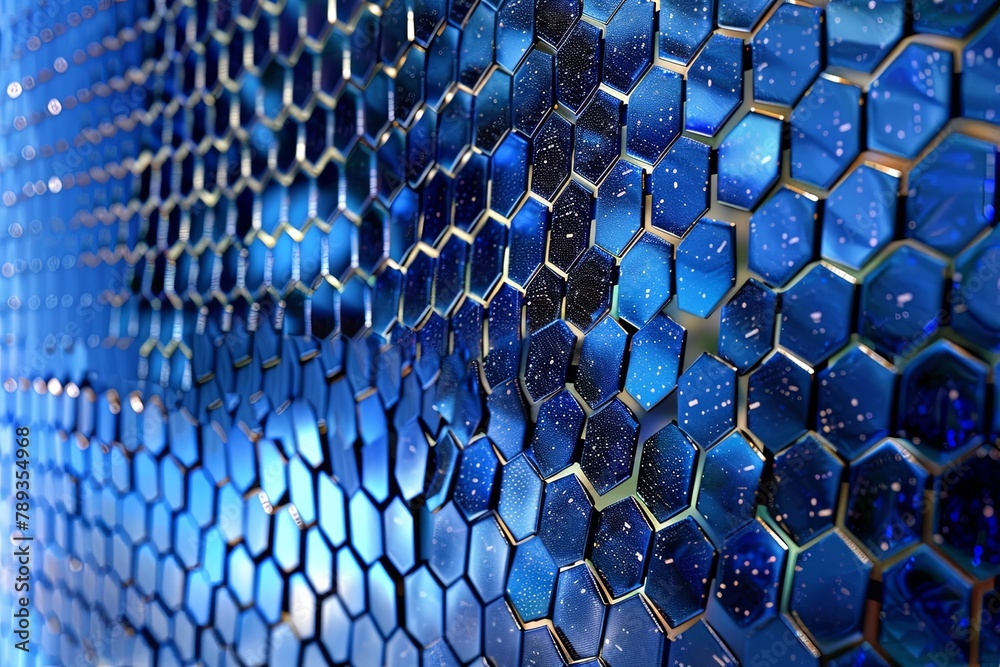 Naklejka premium Abstract blue technology hexagonal background. generative ai