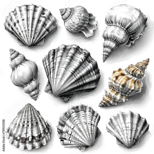 stickers set shells
