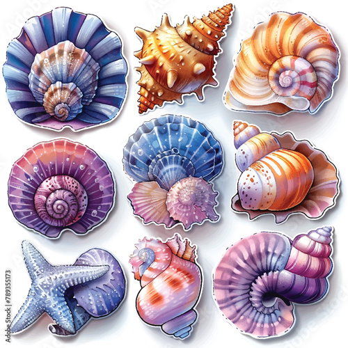 stickers set shells