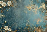 elegant art nouveau inspired abstract background with intricate floral patterns and gold accents