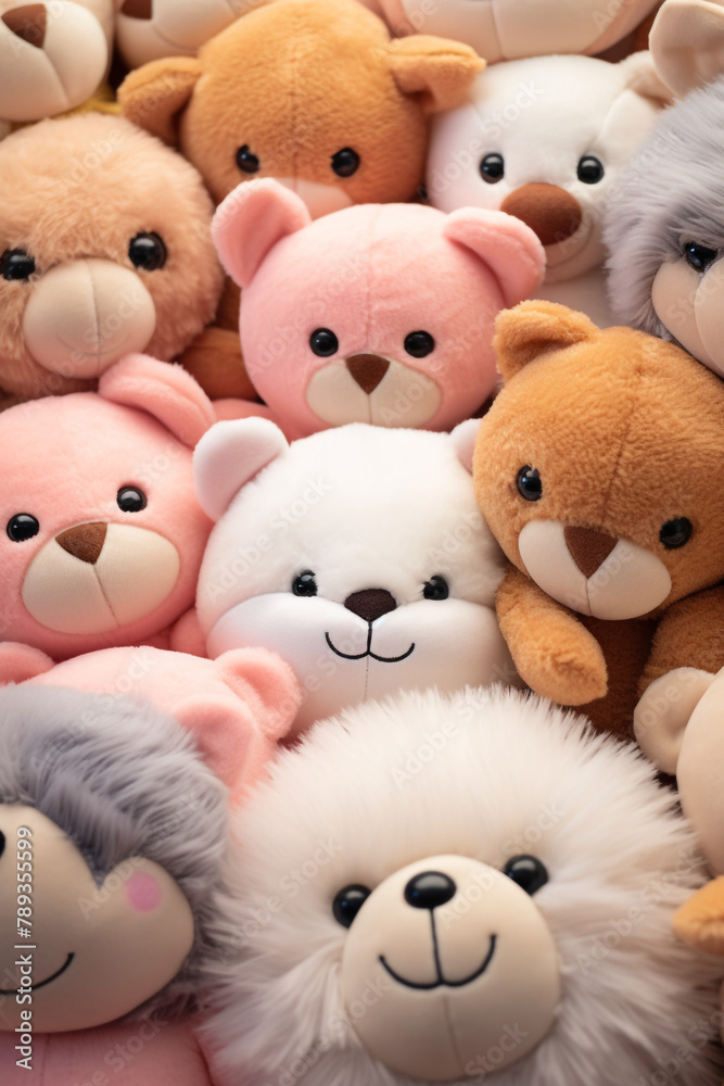 Close-ups of cute stuffed animals, perfect for plush toys and cuddly сreated with Generative Ai Close-ups of cute stuffed animals, perfect for plush toys and cuddly сreated with Generative Ai