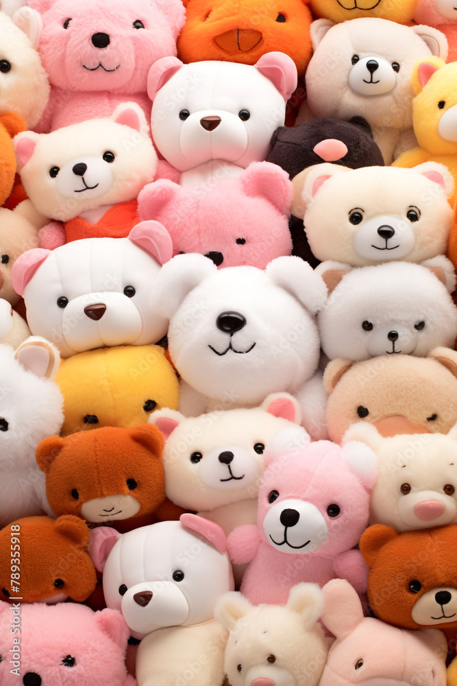 Close-ups of cute stuffed animals, perfect for plush toys and cuddly сreated with Generative Ai