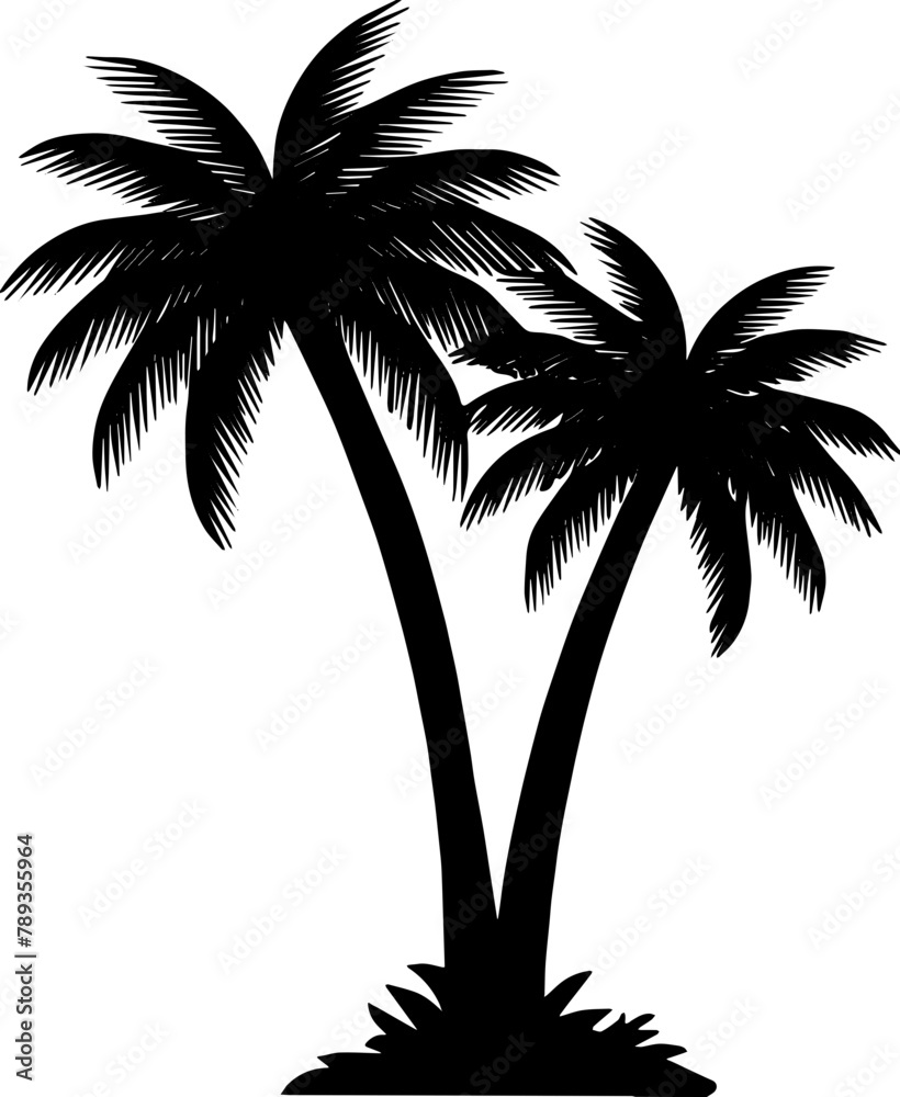 silhouette of coconut trees illustration vector