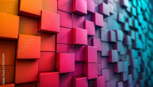 A colorful image of blocks in various shades of pink and blue by AI generated image