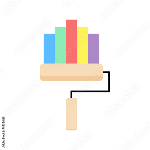 paint roller with colorful paint perfect for creative worker in decorating space vector illustration design