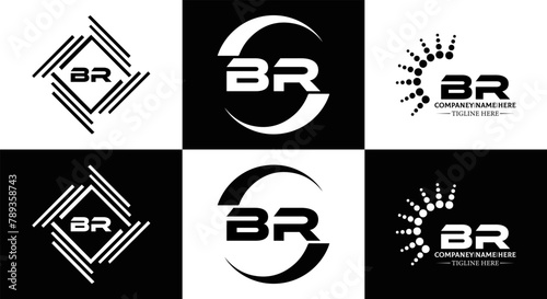 BR logo. B R design. White BR letter. BR B R letter logo design. Initial letter BR linked circle uppercase monogram logo.