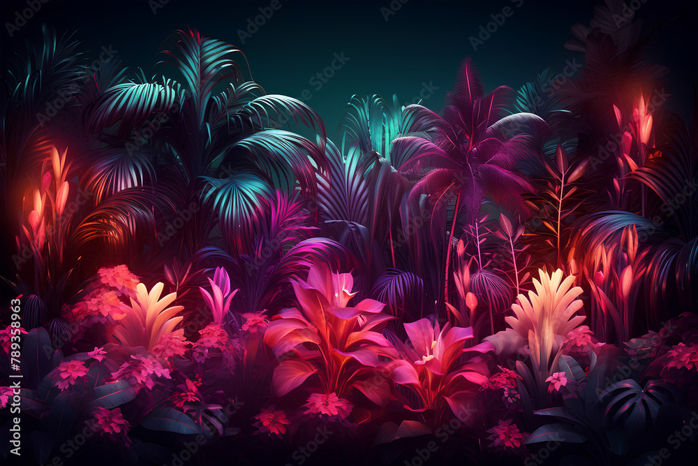 tropical forest. plant. beautiful. neon