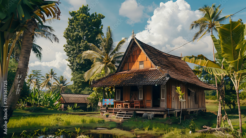 indonesian traditional house style in the village