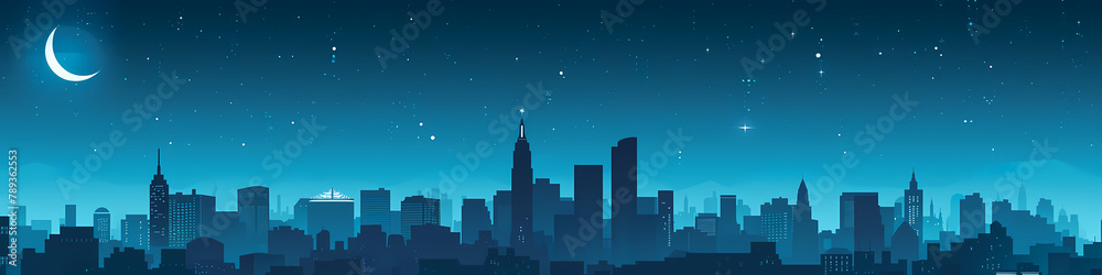Night over the city background with a beautiful skyline