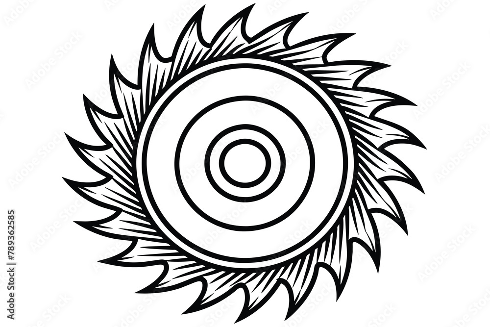 Circular saw blade line art vector illustration Circular saw blade line art vector illustration