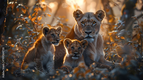 lioness familly in the wild 4K Wallpaper