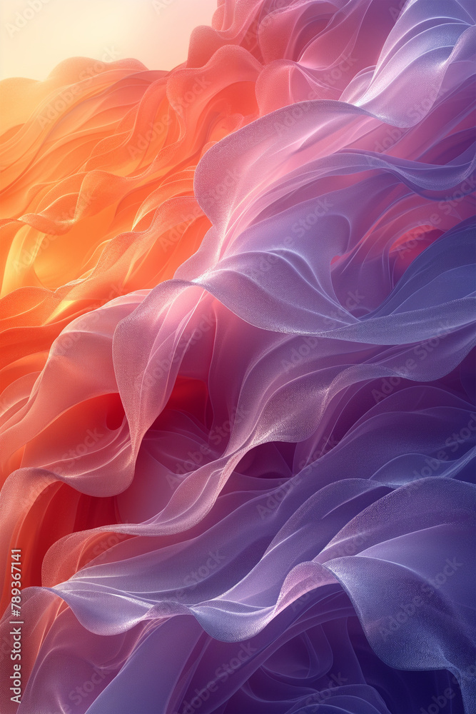 Obraz premium Pastel tint gradient background with wavy lines texture, ai technology