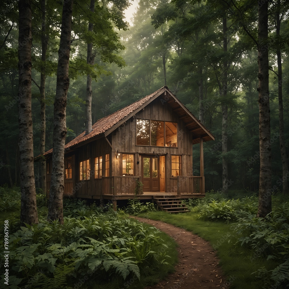 isolated house in the forest 