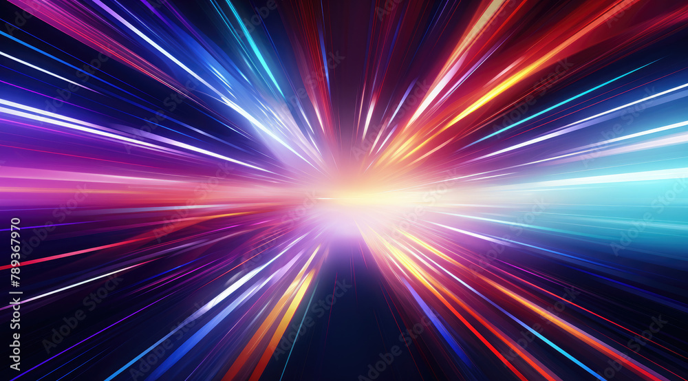 Abstract speed line background. Futuristic beams of light. Technology velocity movement pattern for banner or poster design.