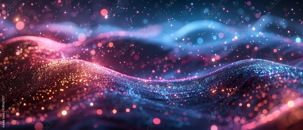 Obraz premium A colorful, swirling pattern of glittery particles by AI generated image