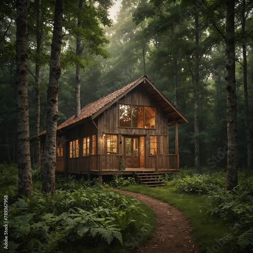 isolated house in the forest 