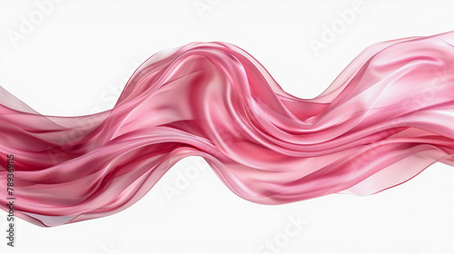 Smooth elegant flow of wavy satin fabric in pink color, abstract background design. Generative AI