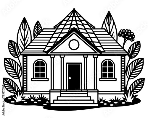 Modern house drawing Vector