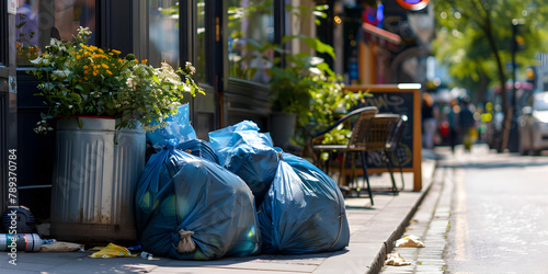 Pile Of Garbage Bags On City Street