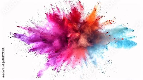 Colored powder collides with explosive white background
 photo