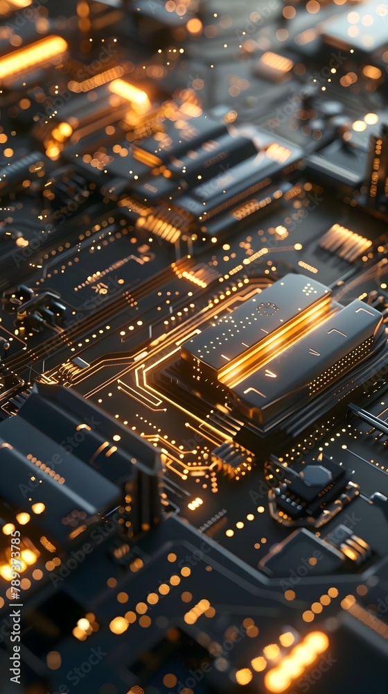 Intricate Futuristic FinTech Solution in Glowing 3D Metallic Rendering Intricate Futuristic FinTech Solution in Glowing 3D Metallic Rendering