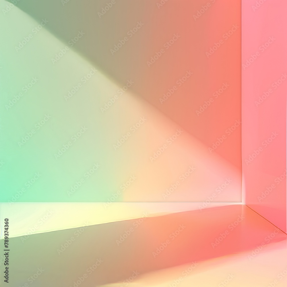 an image with a light green and orange-pink gradient color scheme, illuminated by ambient light at noon, featuring bright product light, against a clean and bright indoor solid color background,